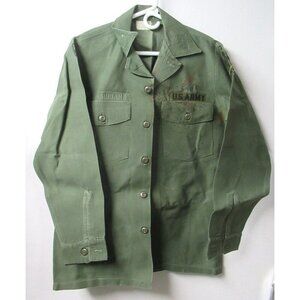 Vintage US Army Utility Shirt OG-107 Vietnam War Cotton Sateen Tag 15 1/2 x 33